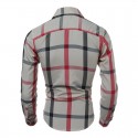 Shirt Men's Casual Long Sleeve Plaid Stylish Young Slim Fit