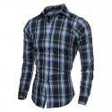 Shirt Men's Casual Long Sleeve Plaid Stylish Young Slim Fit