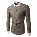 Camisa Social Slim Fit Masculina Casual Marrom Manca Longa Elegante