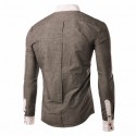 Social shirt Slim Fit Men's Casual Brown Manca Long Elegant