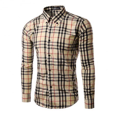 Camisa Casual Xadrez Elegante Masculina Manga Longa