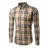 Camisa Casual Xadrez Elegante Masculina Manga Longa Branco