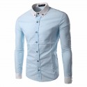 Camisa Social Slim Fit Masculina Casual Marrom Manca Longa Elegante