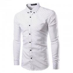 Elegant Social shirt Polka Dots White Male Student