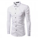 Camisa Social Elegante de Bolinhas Branca Masculina Estudante