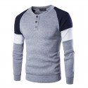 Camiseta Manga Longa de Inverno Masculina Elegante Cinza e Azul