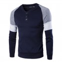 Camiseta Manga Longa de Inverno Masculina Elegante Cinza e Azul