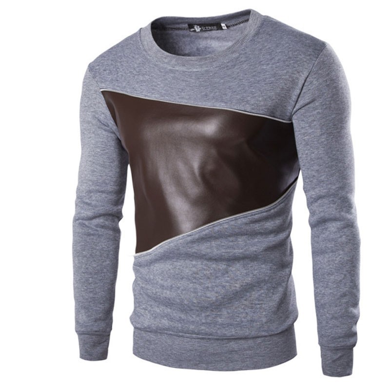 Shirt Men's Leather Elegant Casual Winter Long Sleeve