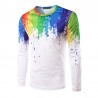 Camiseta Casual Artistica Simples Branca e Colorida Masculina Manga Longa