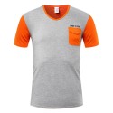 Camiseta T Casual Masculina Básica com Bolso Elegante Cinza Manga curta
