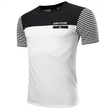 Camiseta Masculina T Listrada Casual Esporte Moderna Elegante Verão