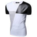 Camiseta Festa Club Masculina Elegante Couro Branca Casual Moderna