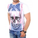 Stamped shirt Skull and Flag Men's Black and White Casual