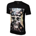 Camiseta Estampada Caveira Preta Masculina Casual Personalizada