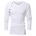 T Shirt V-Neck Long Sleeve Men's Winter With Highlight buttons