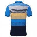 Camiseta Polo Listrada Azul Casual Festa Club estaõa Verão Masculina