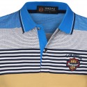 Camiseta Polo Listrada Azul Casual Festa Club estaõa Verão Masculina