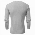 T Shirt V-Neck Long Sleeve Men's Winter With Highlight buttons