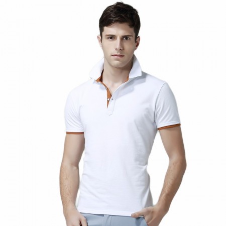 Camiseta Polo Básica Lisa Masculina Casual Slim Fit Elegante Branca