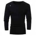 T Shirt V-Neck Long Sleeve Men's Winter With Highlight buttons