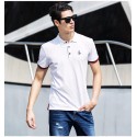 Polo Shirt White Social Sport Thin Elegant Casual Male