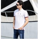 Polo Shirt White Social Sport Thin Elegant Casual Male