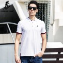 Polo Shirt White Social Sport Thin Elegant Casual Male