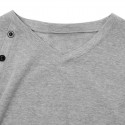 T Shirt V-Neck Long Sleeve Men's Winter With Highlight buttons