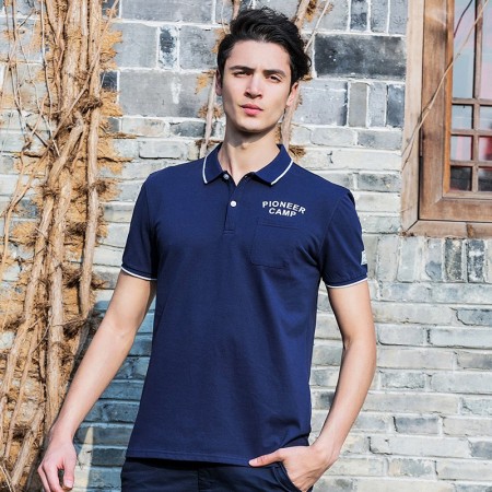 Polo Shirt Navy Blue Sport Men's Casual Slim Fit