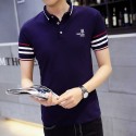 Camiseta Polo Listrada Branca Básica Masculina Esporte Fino Slim Fit