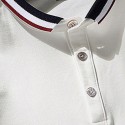 Striped Polo White Basic Men's Sport Thin Slim Fit