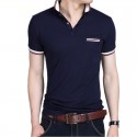 Polo Grey and Blue Sport Men's Plus Size Casual Summer