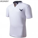 Polo shirt Mandarin Basic Casual Male Slim Fit Estampa Aguia