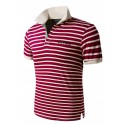 Camiseta Pólo Listrada Férias Masculina de Verão Casual Espore Fino