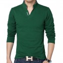 Polo shirt Mandarin Sport Thin Men's Casual Long Sleeve