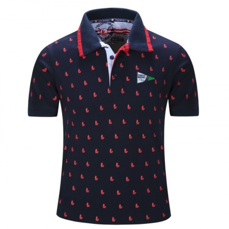 Camisa Pólo Esporte Masculina Social de Verão Elegante Casual Brasão