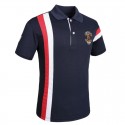 Camisa Pólo Golf Masculina Azul Marinho Elegante Esporte Fino de Listrada