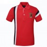 Golf Polo Shirt Red Men's Elegant Thin Striped Sport