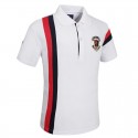 Camisa Pólo Golf Masculina Azul Marinho Elegante Esporte Fino de Listrada