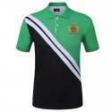 Camisa Pólo Golf Verde e Preto Masculina Elegante Esporte Listrada