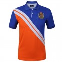 Golf Polo Shirt Orange and Blue Sport Men's Elegant Thin Striped