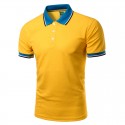 Camiseta Pólo Amarela Básica Lisa Masculina de Verão Esporte Fino