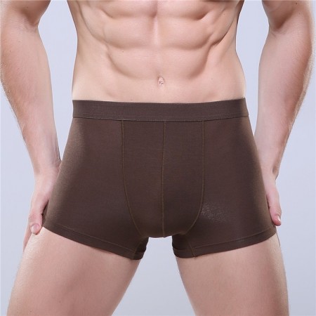 Cueca Boxer Marrom Masculina Lisa Básica Praia Moda Intima