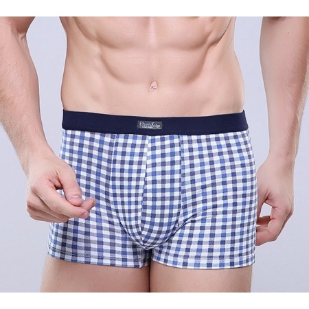 Underpants Blue Chess Stamped Men Comfortable Various Color Sex