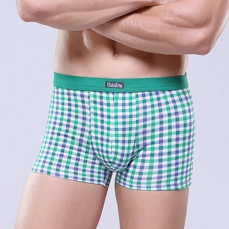 Underpants Green Chess Stamped Men Comfortable Various Color Sex