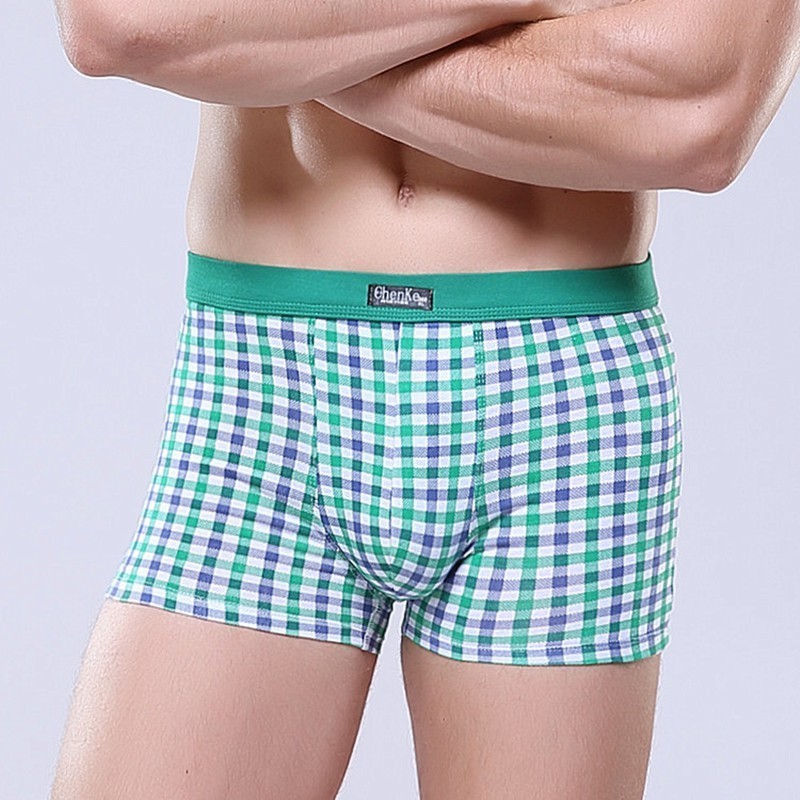 Underpants Green Chess Stamped Men Comfortable Various Color Sex - Suldest