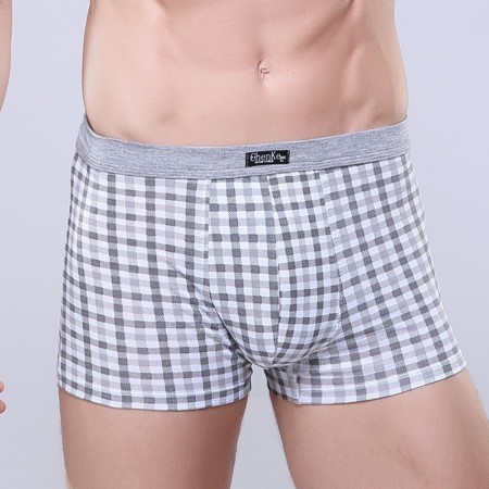 Underpants Gray Chess Stamped Men Comfortable Various Color Sex