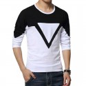 Camiseta Casual Geometrica Masculina Manga Longa