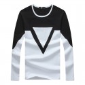 Camiseta Casual Geometrica Masculina Manga Longa