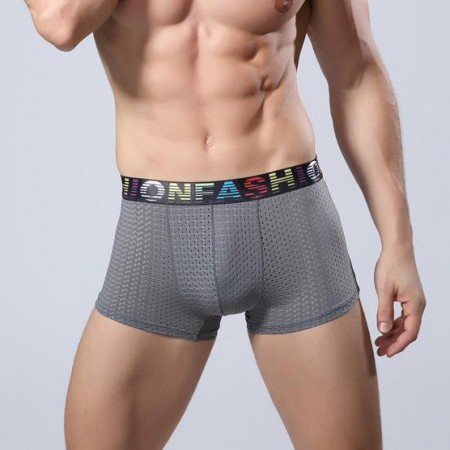 Cueca Boxer Cinza Masculina Respiravel Fashion Sex de Fibra Esticavel